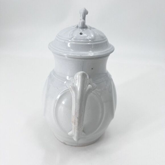Antique Victorian White Ironstone China Teapot Cottage Farmhouse Decor - Picture 8 of 14